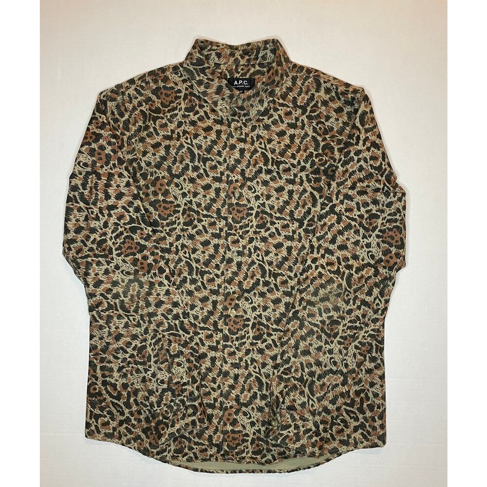 APC Leopard Print Canvas Collar Shirt Jacket